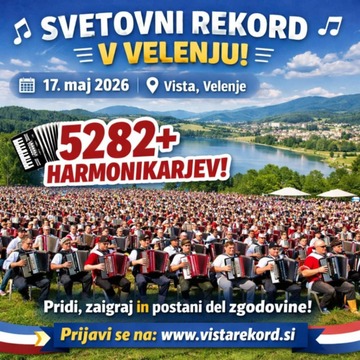 Podiranje svetovnega rekorda v največjem številu harmonikarjev